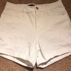 hollister white jean shorts. high-rise midi short